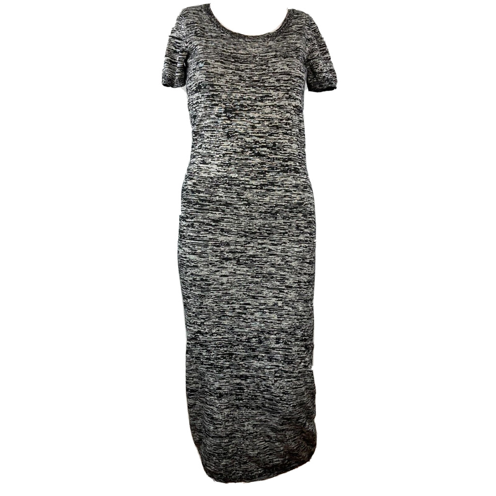 French Connection Dress Womens Sz 4 Black White Wool Stretch Knit Sweater Sheath